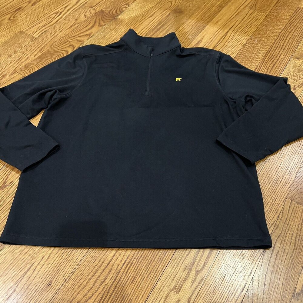 JACK‎ NICKLAUS Men's Long Sleeve Quarter Zip Golf Pullover Sz Large Black Yellow